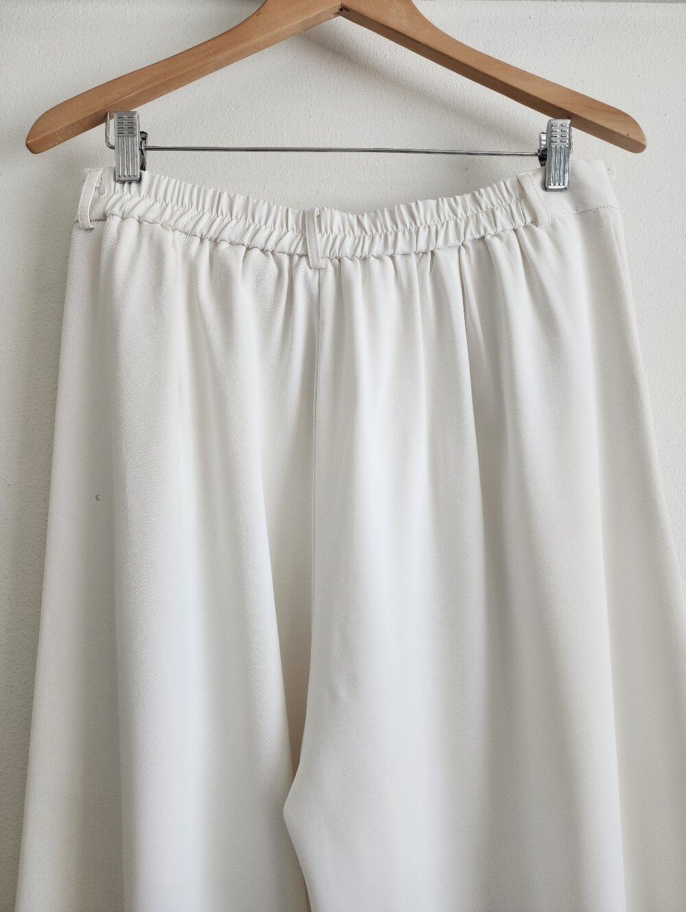 White Wide-Leg High-Waist Trousers Pleated Relaxed Fit Size 14 Womens Palazzo - Picture 9 of 13